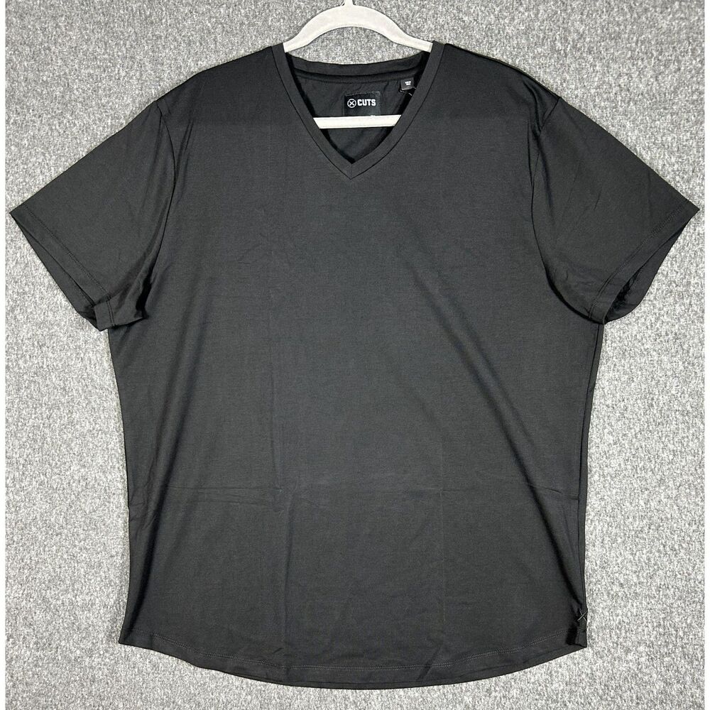 NWT Cuts Clothing Men's Black AO V-Neck Curve-Hem Tee - Size XXL